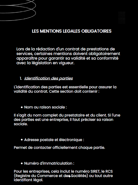 Le contrat de prestations de services
